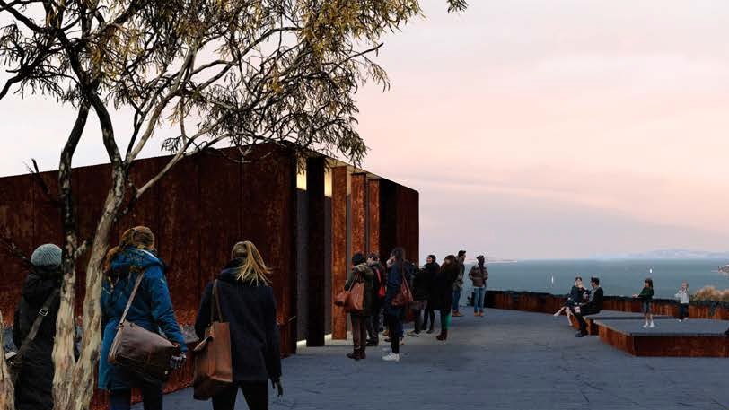 An artist's impression of a hotel looking over the water