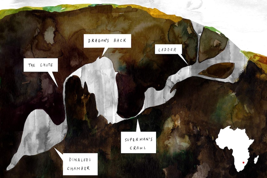 Illustration of the Dineledi cave
