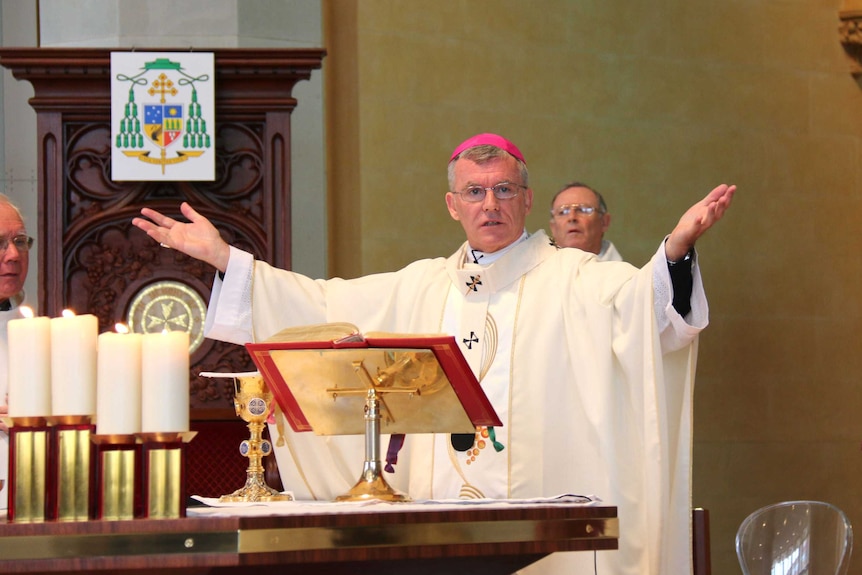 Perth Catholic Archbishop Tim Costelloe leads a memorial mass for the victims of MH17.