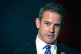 Illinois Republican Adam Kinzinger speaks to the media at the Capitol in Washington.