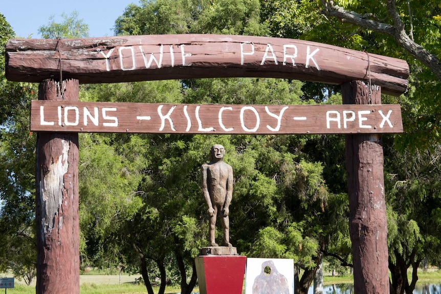 Yowie Park in Kilcoy with the new yowie statue.