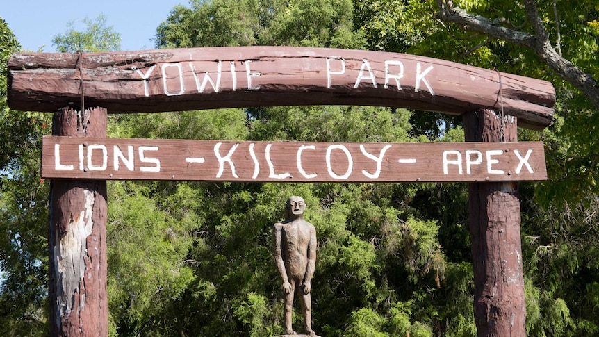 Yowie Park in Kilcoy with the new yowie statue.