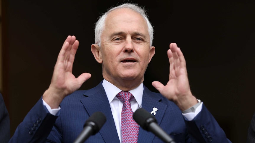 Malcolm Turnbull gestures at a press conference, December 5, 2017.