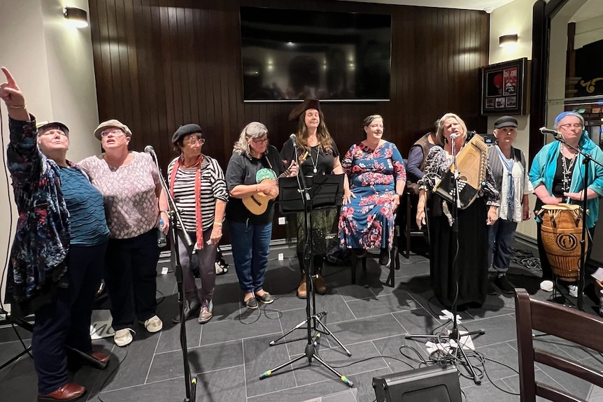 Women in a recording studio.