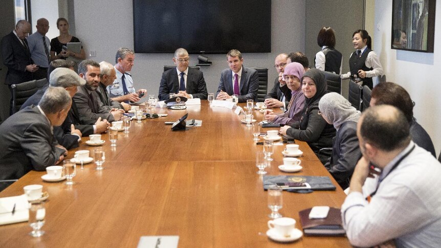 NSW Premier Mike Baird meets with Muslim community leaders in Sydney to discuss countering violent extremism.