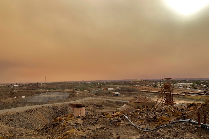 A dust storm sweeps across Broken Hill in outback New South Wales.