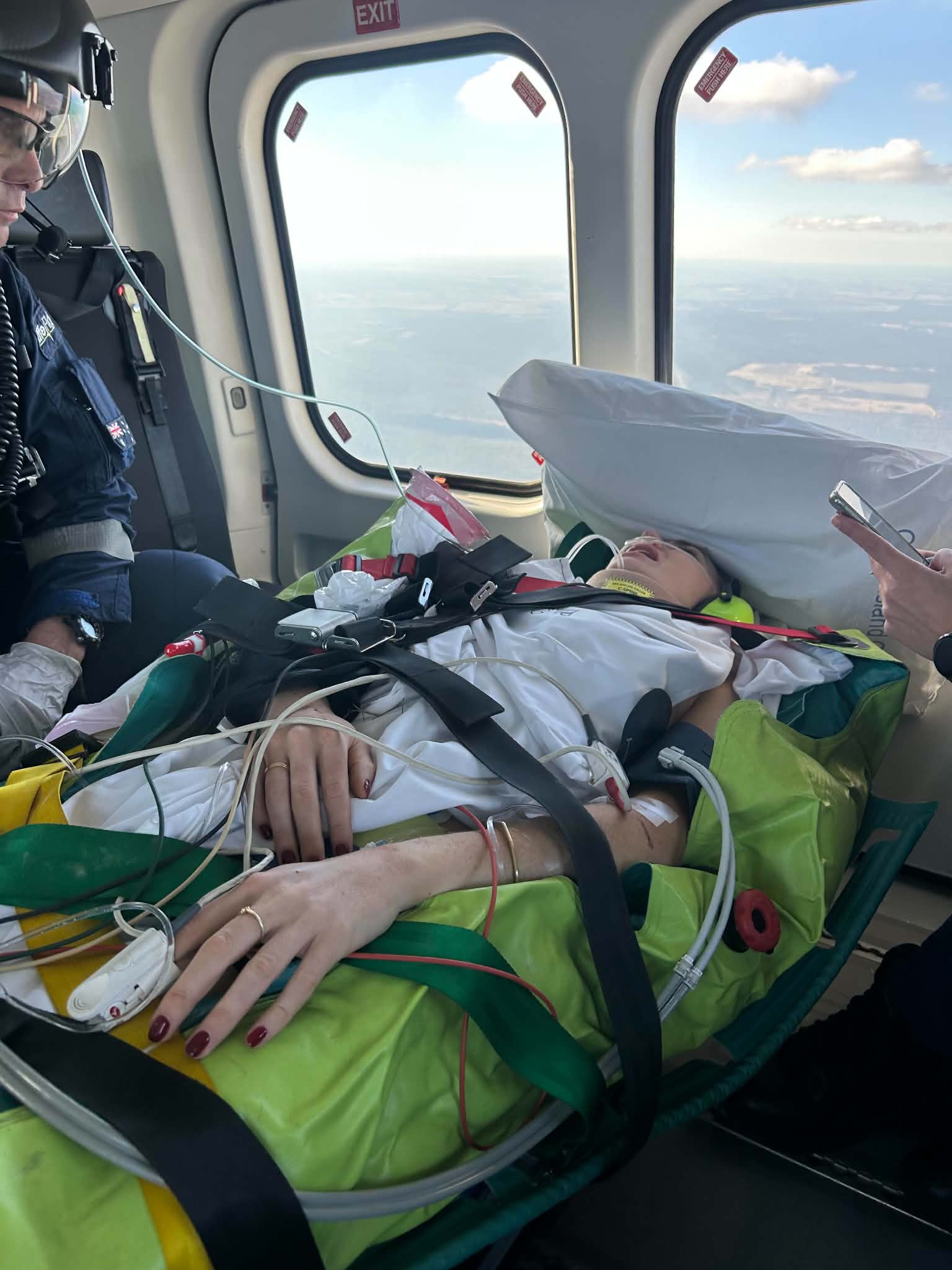 Lucy Scott in LifeFlight emergency helicopter