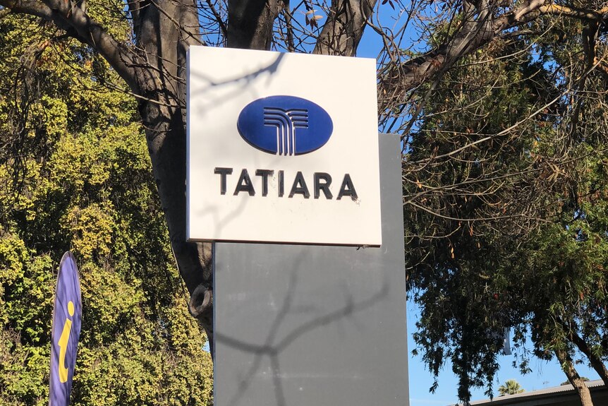 A large sign with the word Tatiara on it. 