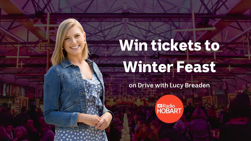 Lucy Breaden stands in front of Winter Feast with text Win Tickets to Winter Feast