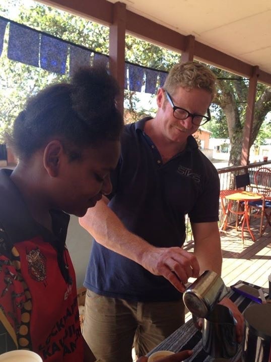 Learning to make coffee at Cape York