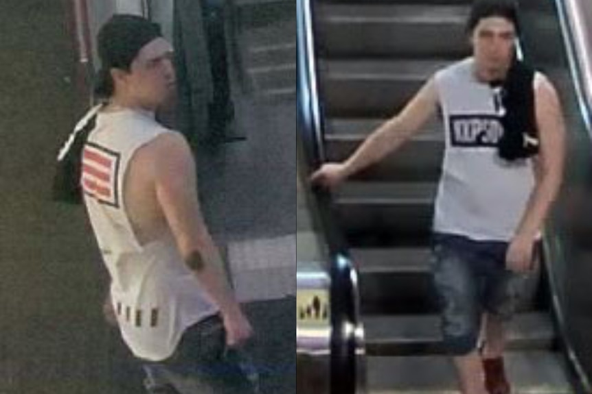 A composite of two CCTV images of the suspect.