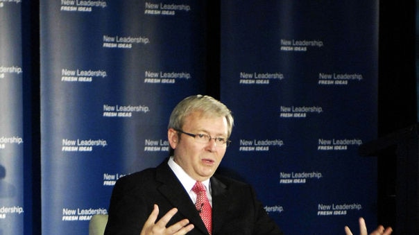 Opposition Leader Kevin Rudd speaking to UQ forum