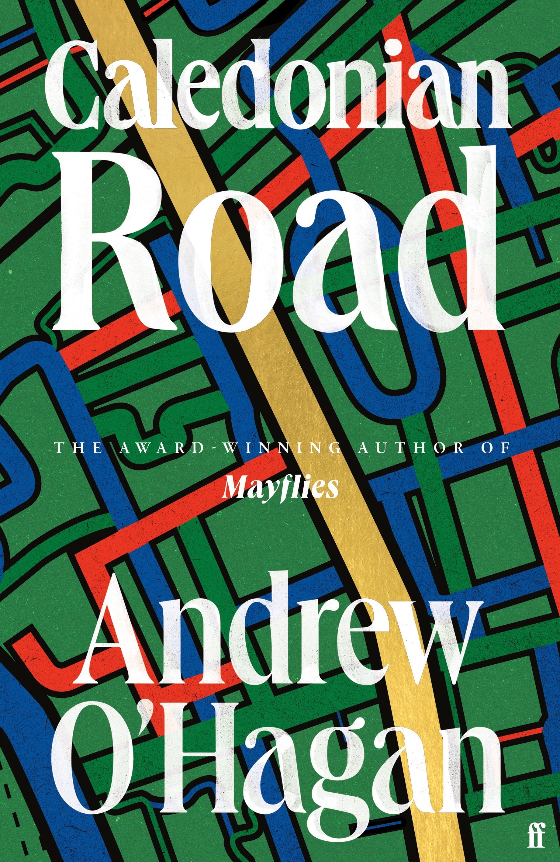 A book cover showing a stylised illustration of a map in green, blue and red