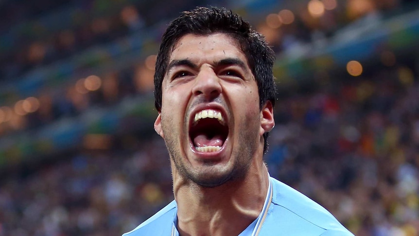 Suarez celebrates against England