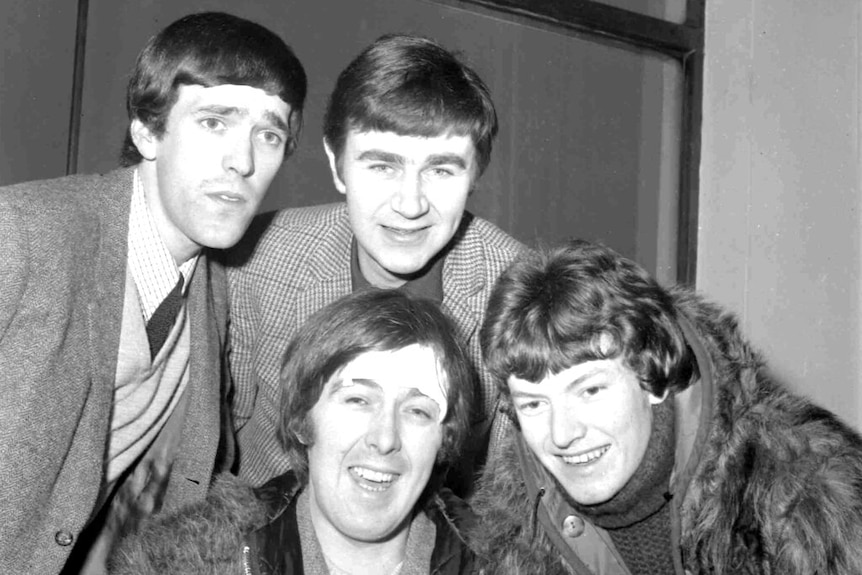 A black and white photo of members of the band, the Spencer Davis Group.