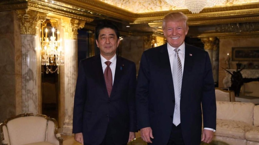 President-elect Donald Trump meets with Japanese Prime Minister Shinzo Abe in Trump Tower