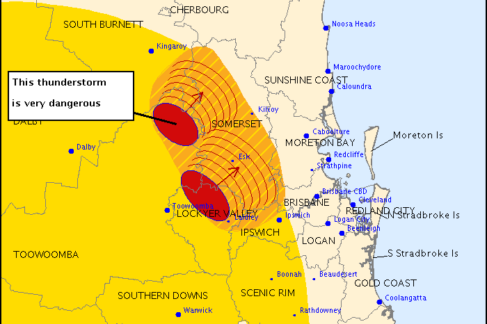 Bureau of Meteorology map of southern Qld