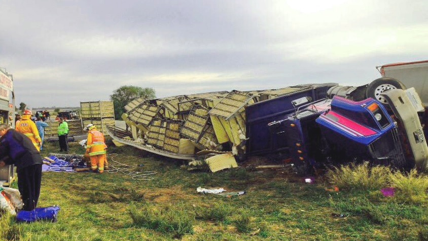 Truck rollover near Lower Light