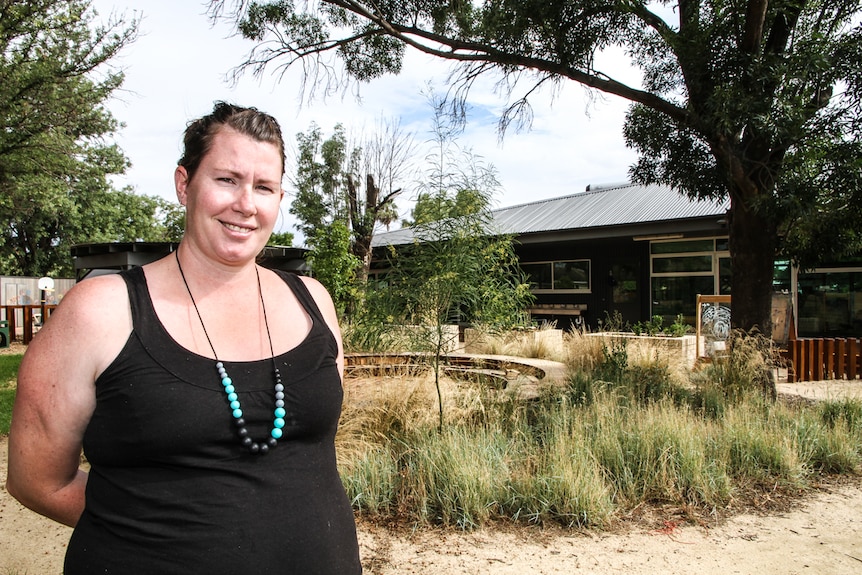 Jess Wyatt standing outside of the $2.6 million Donald family Services Centre which has a family day care centre in it.