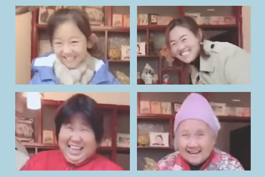 A composite image of four generations of chinese women