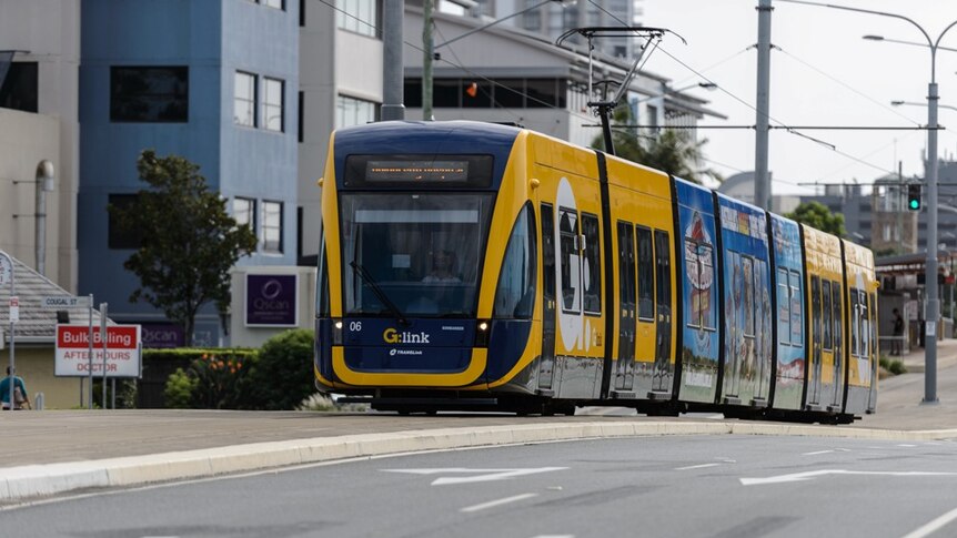 Light rail in operation in Nerang on the Gold Coast in March 2015