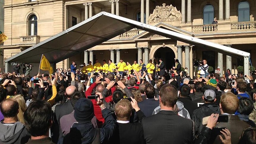 The Socceroos meet fans at Customs House.