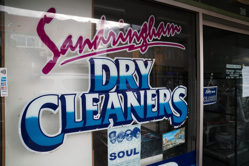 Signage saying Sandringham Dry Cleaners.