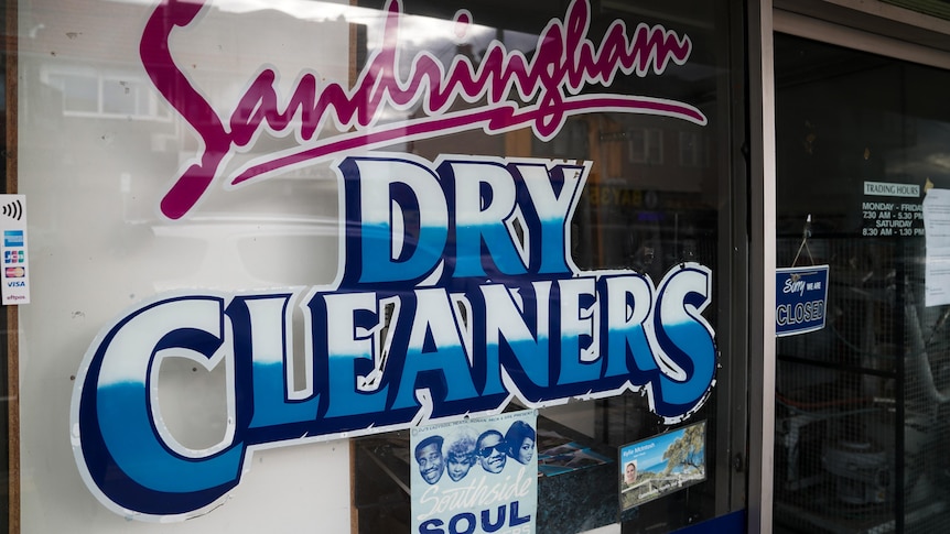 Signage saying Sandringham Dry Cleaners.