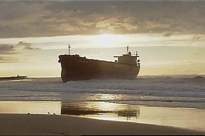 The Pasha Bulker aground off Newcastle