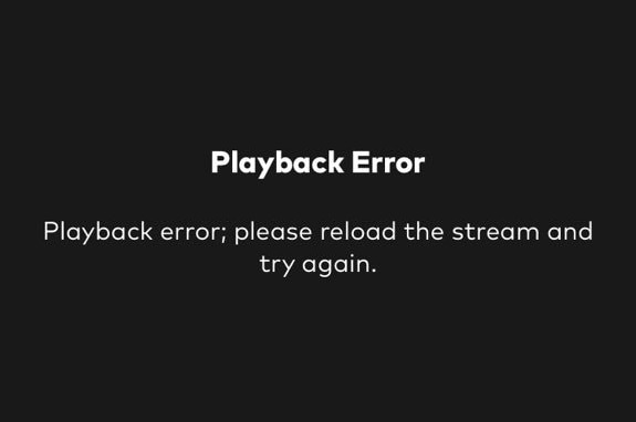 Screenshot of Optus Sport playback error