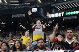 A fan celebrates during a rugby league game in Las Vegas