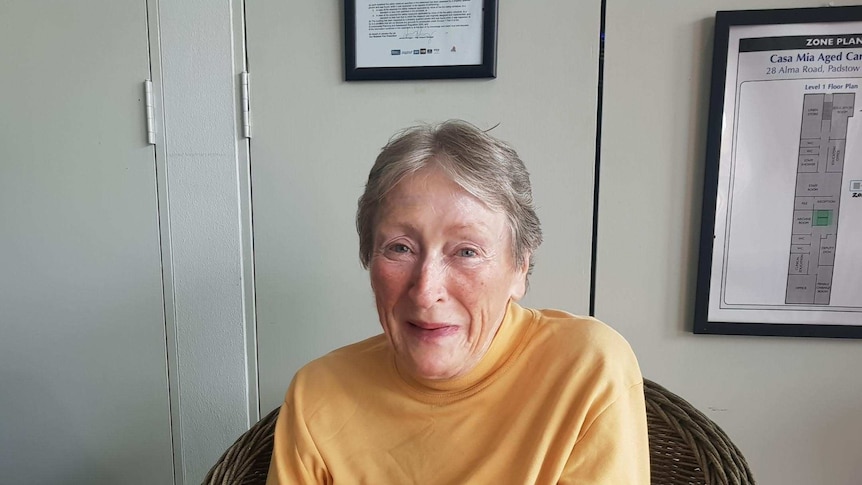 Margaret Davis, an aged care resident, in her room.