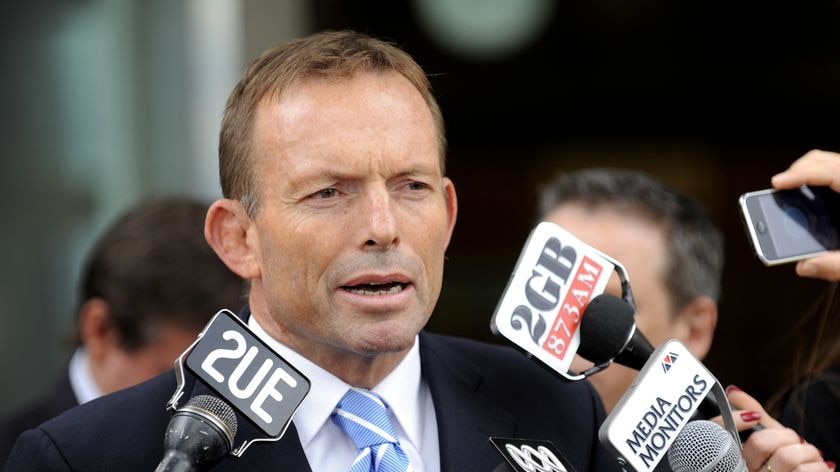 Tony Abbott speaks during a press conference in Canberra on November 26, 2009.