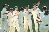Australia celebrates victory over the West Indies