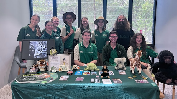 Costa with a group of students from 'Youth at Taronga Zoo'.