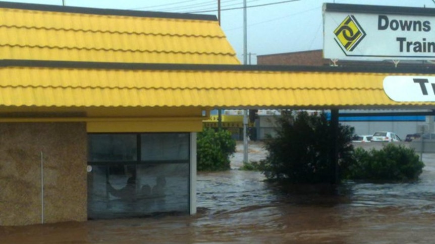 A flash flood swepts through Toowoomba's CBD on January 10, 2011.