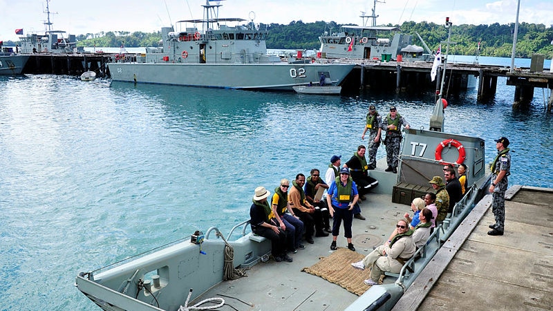 HMAS Choules is at Manus Island at anchor at Lombrum Naval Base, Papua New Guinea