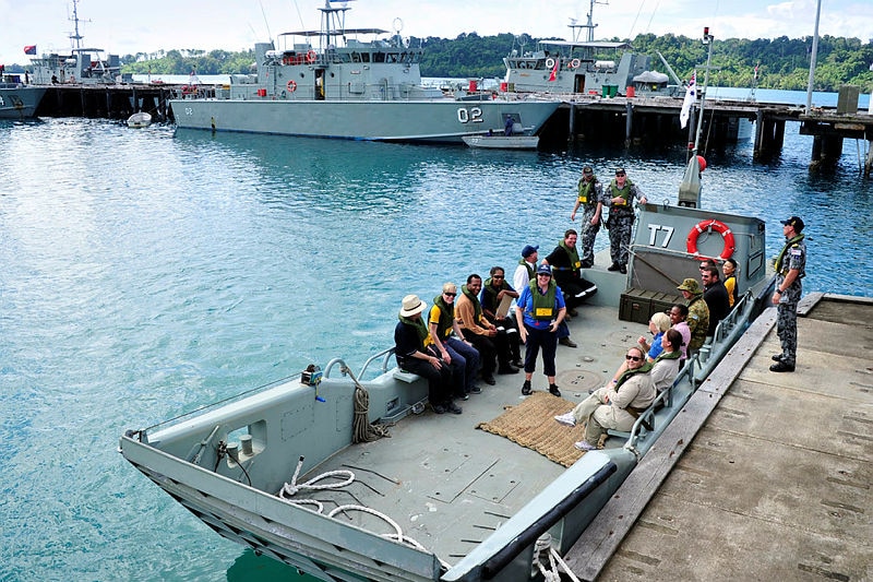 HMAS Choules is at Manus Island at anchor at Lombrum Naval Base, Papua New Guinea