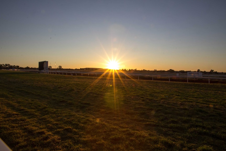 Image of the home strait at the Kalgoorlie-Boulder race course.