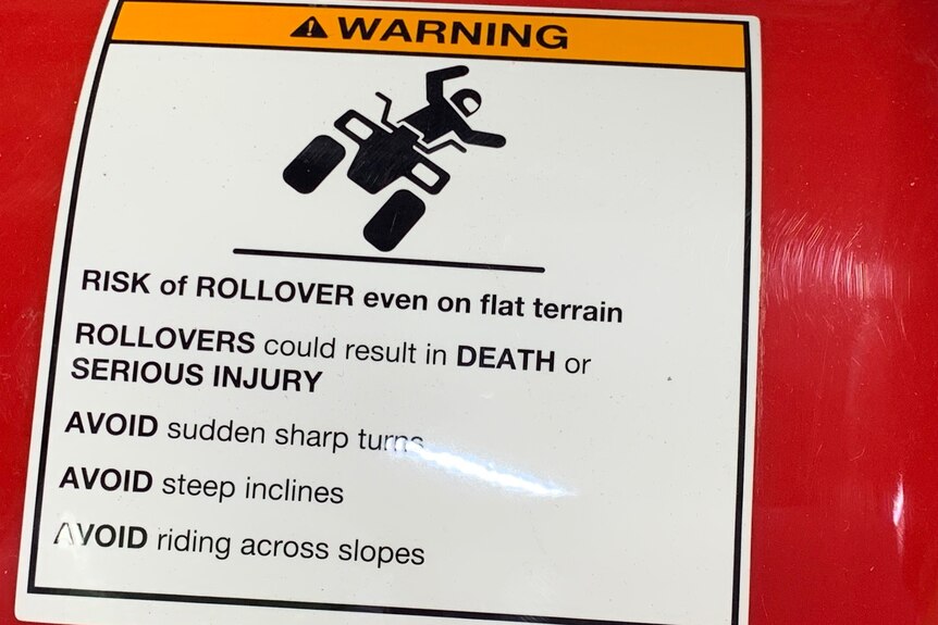 Photo of Quad bike warning sign rollover
