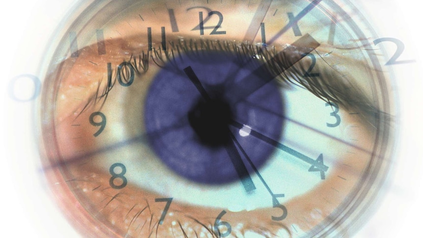 Clock face superimposed with eye