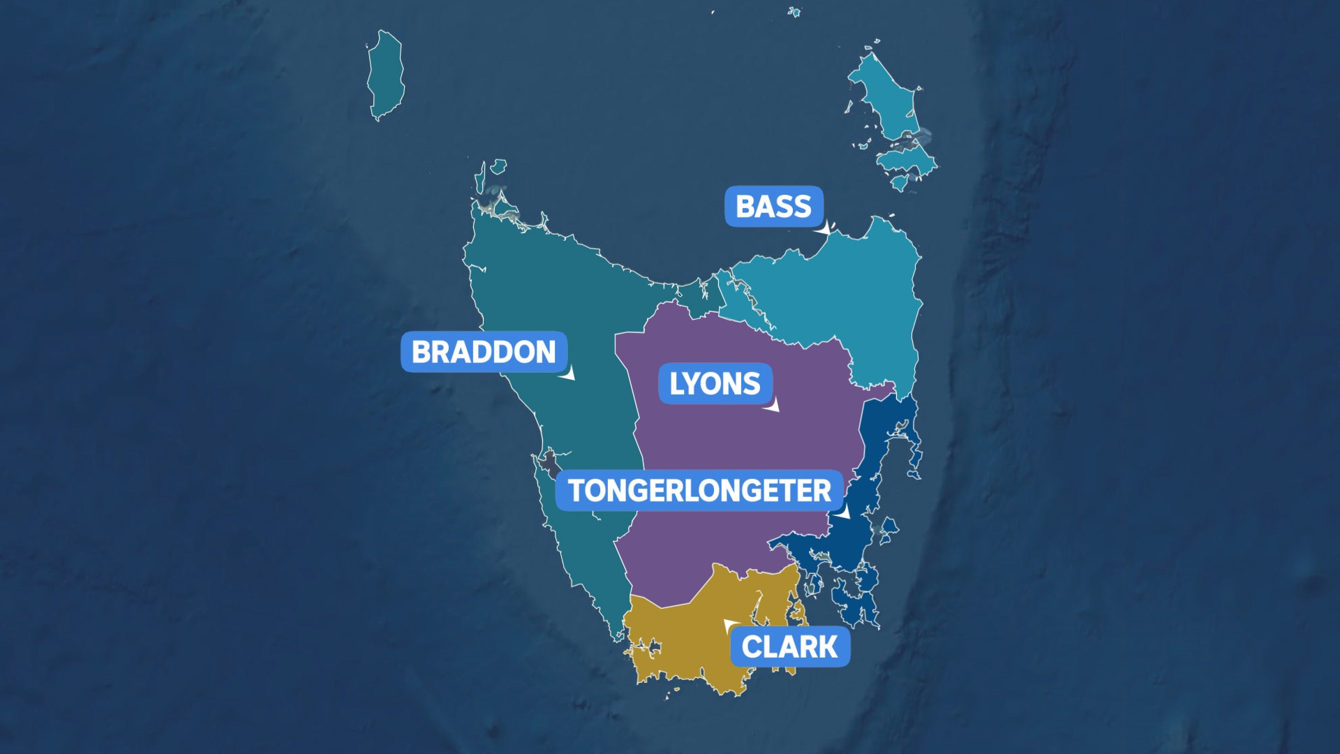 Graphic of new electoral boundaries for Tasmania.