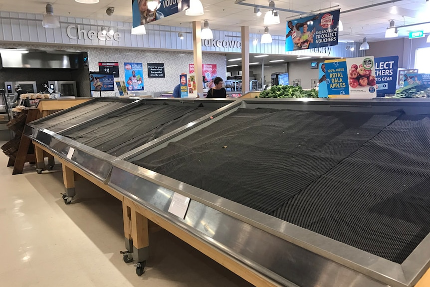 Empty supermarket shelves in Tasmania