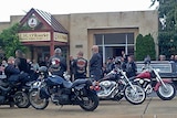 Members of the Rebels Motorcycle Club gather for the funeral of Richard Roberts in March, 2009.
