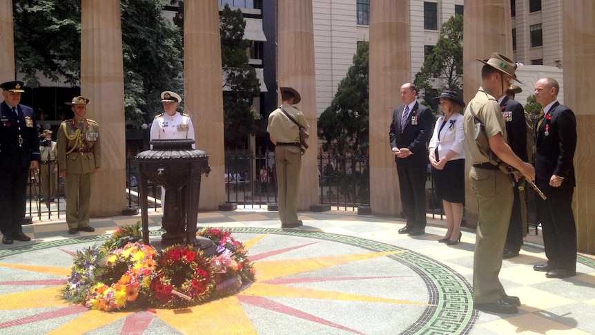 Dignitaries at the Remembrance Day Service in Brisbane.