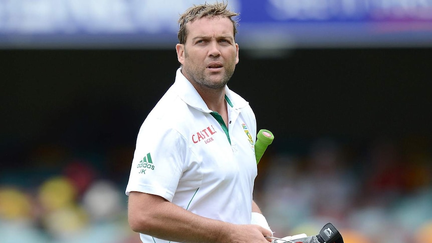 South Africa's Jacques Kallis leaves the field after he was out for 147 on day three at the Gabba.