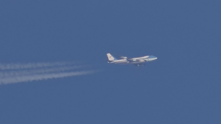 Air Force One flying over England