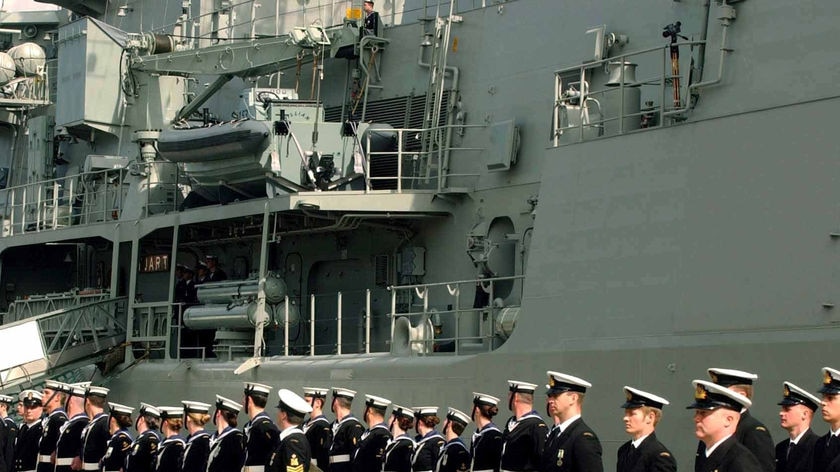 Sailors at commissioning of HMAS Stuart