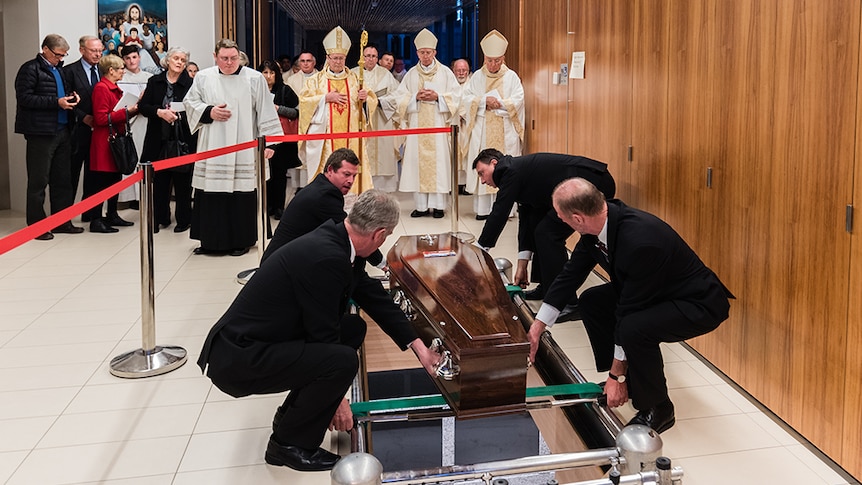 One of three former archbishops of Hobart is interred at the crypt of St Mary's in November 2016.