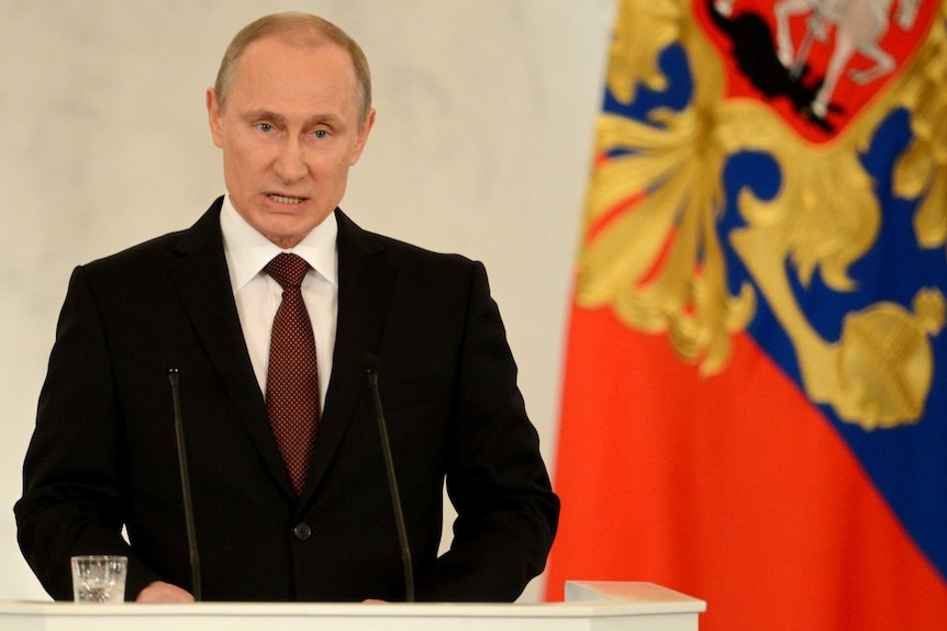Vladimir Putin addresses Russian parliament